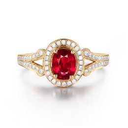 Bague Mogok, rubis de Birmanie.  Or jaune et diamants | Mogok