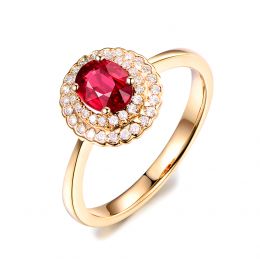 1 rubis, des diamants et de l'or jaune : Bague Florali