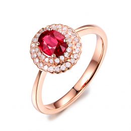 1 rubis, des diamants et de l'or rose : Bague Florali