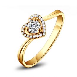 Bague Solitaire en or jaune & Diamants | Mon Coeur