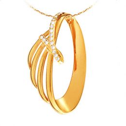 Pendentif or jaune océan du monde - À la forme écailleuse - Diamants