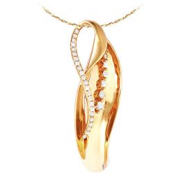 Pendentif naissance du végétal - Or jaune, diamants grains et griffes
