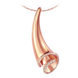 Pendentif corne d'abondance or rose - Coquille de Triton - Diamants