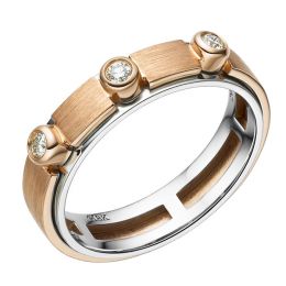 Bague contemporaine homme. Or rose et blanc, diamants sertis clos | Phède