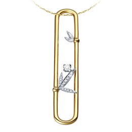 Pendentif bambou or jaune et blanc - Découpage feuilles en diamants