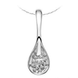 Pendentif cuillère or blanc - Coeur diamants sertis petites griffes
