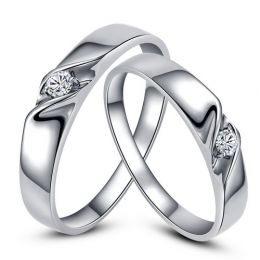 Alliances mariage en or - Alliances Duo - Or blanc 18 carats - Diamant