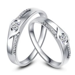 Alliances Duo solitaires diamants - Alliances modernes Or blanc 18cts