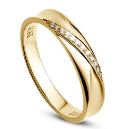 Alliance Femme en or jaune. Sertissage diamants 0.029ct