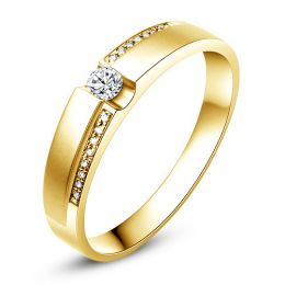 Alliance solitaire or jaune 750/1000 - Bague Femme diamants | Edna