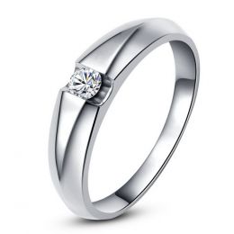 Alliance solitaire or blanc - Bague alliance diamant pour Homme | Marquis