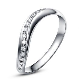 Alliance ondulée or blanc - Alliance femme avec diamants