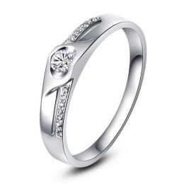 Alliance Femme solitaire diamants - Alliance moderne Or blanc 18cts