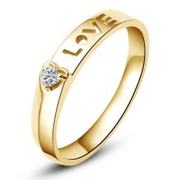 Alliance Love & Coeur de diamant - Or jaune 750/1000 - Pour Femme