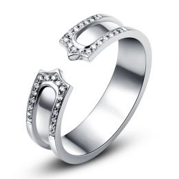 Alliance or blanc originale - Anneau discontinu pour Elle - Diamants | Sima