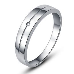 Alliance Homme or blanc 18cts - Diamant serti clos