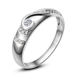 Alliance Femme solitaire diamants - Bague moderne Or blanc 18cts | Éclat glacé