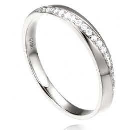 Alliance Femme Or blanc 18cts, diamants. Ondulation | Téa