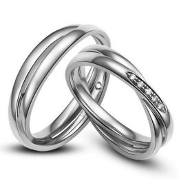 Duo d'alliances 2 anneaux or blanc - Diamants | Marthe & Orli