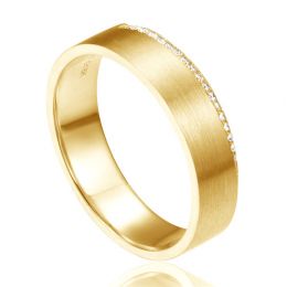 Alliance Prielle - Or Jaune Brossé 18cts pour Femme - Liseré de 19 Diamants | Gemperles