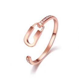 Bague cadenas Or rose 18cts. Diamants 0.070ct