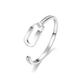 Bague cadenas Or blanc 18cts. Diamants 0.070ct