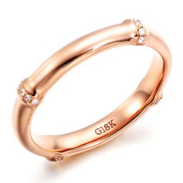 Bague bambou or rose 18cts - Anneau luxe et pierres diamants