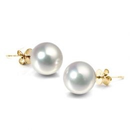 Boucles d'oreilles perles Akoya blanches - 8.5/9mm - GEMME - Or jaune