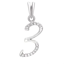 Pendentif chiffre 3 - Or blanc 18cts - Diamants 0.065ct