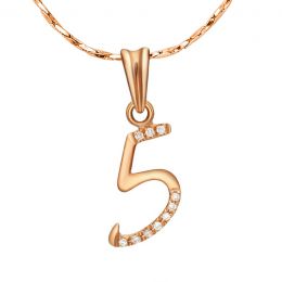 Pendentif chiffre 5 - Or rose 18cts - Diamants 0.02ct