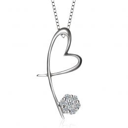 Pendentif coeur en papillon - Or blanc et diamants 0.15ct