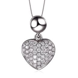 Pendentif coeur pavé de diamants - Or blanc et diamants 0.23ct