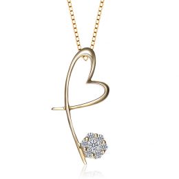 Pendentif coeur en papillon - Or jaune et diamants 0.15ct