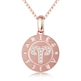 ♈Pendentif Aries Or rose. Signe du bélier. Zodiaque