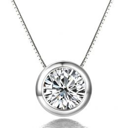 Collier pendentif - Diamant solitaire or blanc 