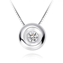 Pendentif solitaire or blanc - Diamant serti clos 0.10ct