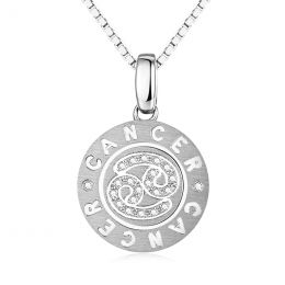 Pendentif Cancer Or blanc. Signe du Cancer. Zodiaque