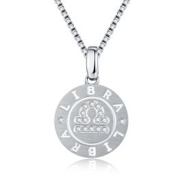 Pendentif Libra Or blanc. Signe de la balance. Zodiaque