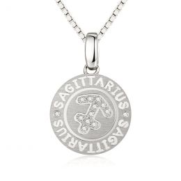 Pendentif Sagittarius Or blanc. Signe du sagittaire. Zodiaque