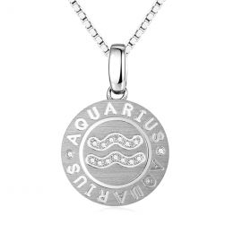 Pendentif Aquarius Or blanc. Signe du verseau. Zodiaque