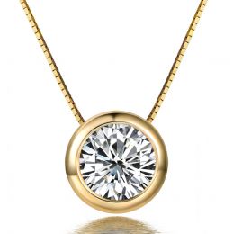 Pendentif solitaire en diamant 0.25ct - Collier or jaune 750/1000