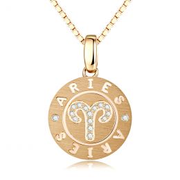 ♈Pendentif Aries Or jaune. Signe du bélier. Zodiaque