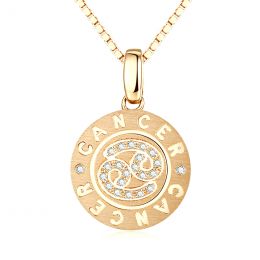 Pendentif Cancer Or jaune. Signe du Cancer. Zodiaque