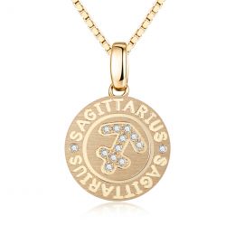 Pendentif Sagittarius Or jaune. Signe du sagittaire. Zodiaque