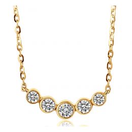 Collier pendentif Or jaune. 5 diamants sertis clos 0.26ct | Gemperles