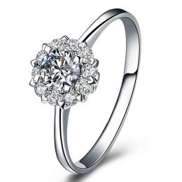 Bague Platine Solitaire - Coeur Caillouté - Diamants pavés | Coeur Caillouté