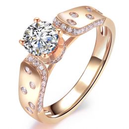 Bague Fiançaille Solitaire Or rose. Diamants 0.80ct