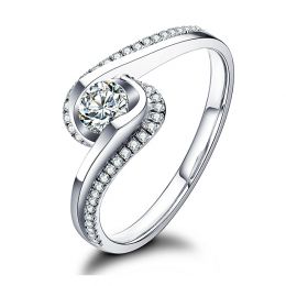 Solitaire A Une Passante -  Diamants & Or Blanc - Baudelaire  | Gemperles