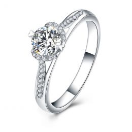 Bague Solitaire Amélia - Or Blanc 0.45ct & Diamant Central 0.35ct | Gemperles