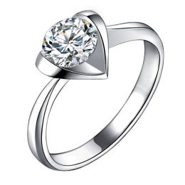 Bague Solitaire Coeur Majestueux - Or Blanc & Diamant | Gemperles